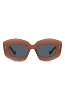 Loewe Silver Screen 49mm Rectangular Sunglasses in Rust at Nordstrom