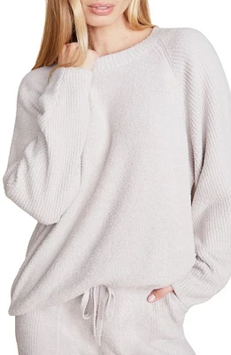 barefoot dreams CozyChic Lite Rib Trim Pullover Silver at Nordstrom,