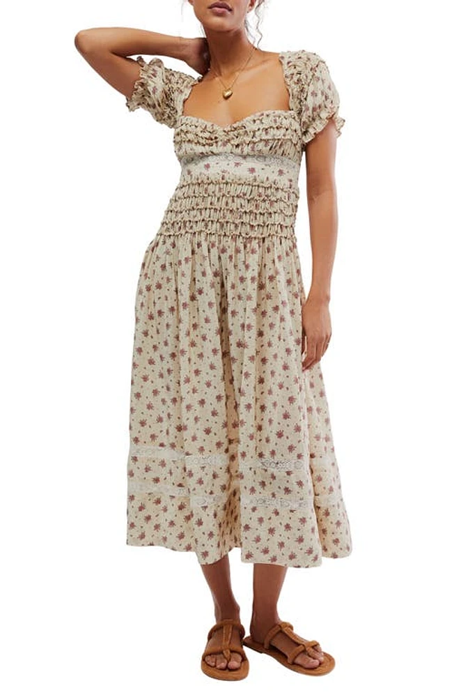 Free People Bali Juniper Smocked Sundress Ditsy Floral Neutral at Nordstrom,