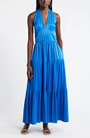 Nordstrom Tiered Satin Halter Maxi Dress at Nordstrom,