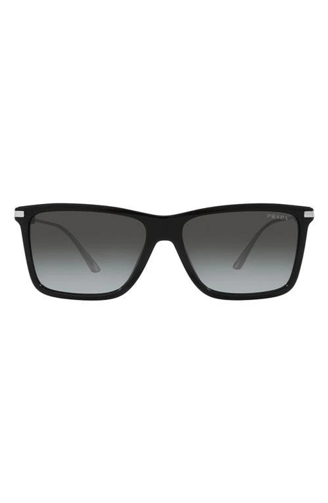 Prada 58mm Gradient Rectangular Sunglasses in Black at Nordstrom