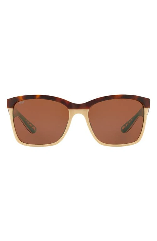 Costa Del Mar 55mm Polarized Square Sunglasses in Retro Tortoise at Nordstrom