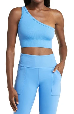 zella Allure One-Shoulder Rib Sports Bra Blue Regatta at Nordstrom,