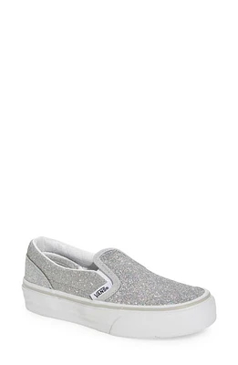 Vans Classic Slip-On Glitter Sneaker Silver/true White at Nordstrom, M