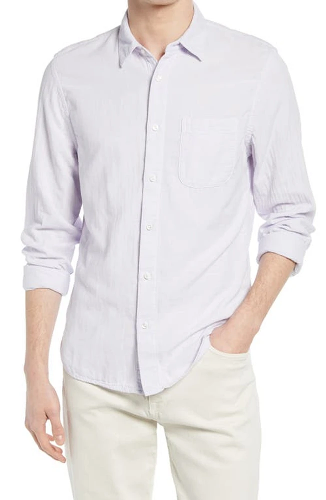 HIROSHI KATO Trim Fit Solid Button-Up Shirt Lavender at Nordstrom,