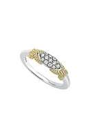 LAGOS Caviar Lux Double X Diamond Pavé Ring in Two Tone/Diamond at Nordstrom, Size 7