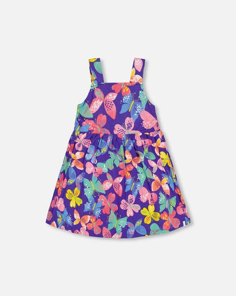 Deux Par Deux Girl's Sleeveless Dress Printed Colorful Butterflies at Nordstrom