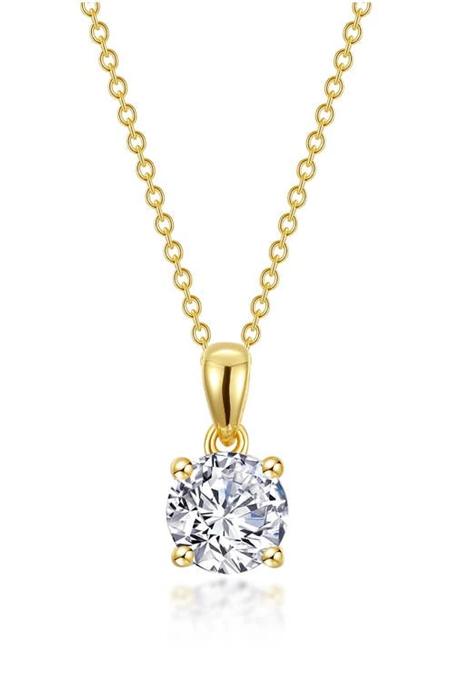 Lafonn Simulated Diamond Solitaire Necklace in White at Nordstrom, Size 20