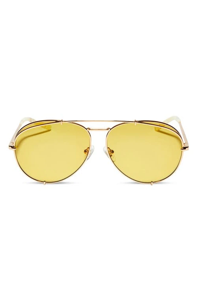 DIFF Koko 63mm Tinted Oversize Aviator Sunglasses in Gold at Nordstrom