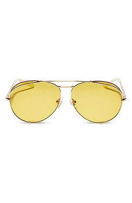 DIFF Koko 63mm Tinted Oversize Aviator Sunglasses in Gold at Nordstrom