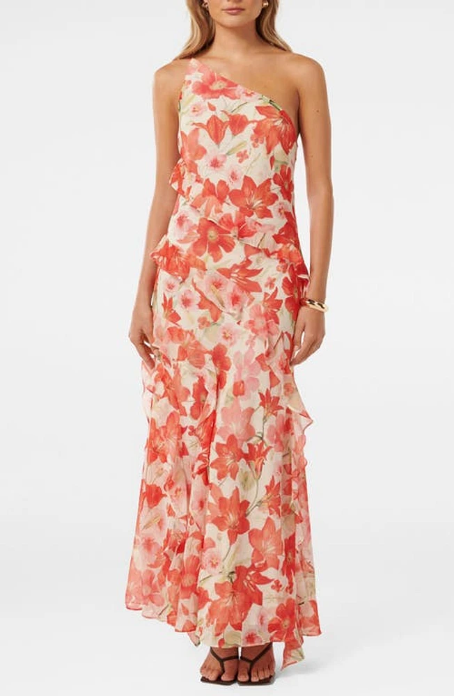 Ever New Poppy One-Shoulder Recycled Polyester Maxi Dress Calida Botanical at Nordstrom,