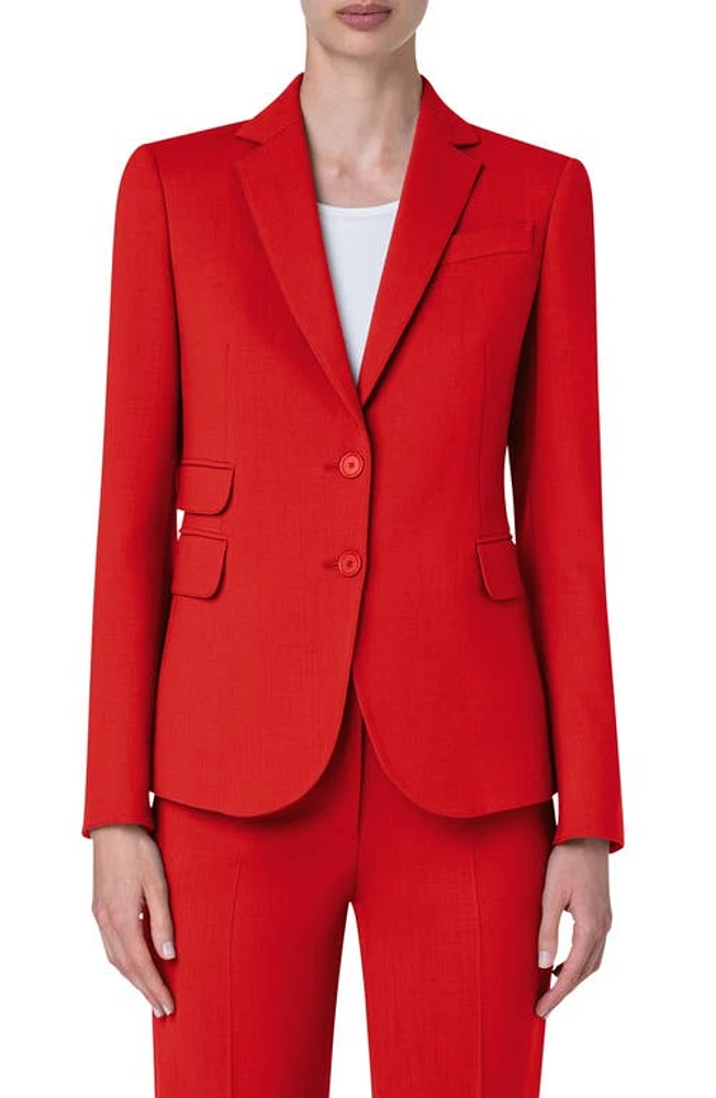 Akris punto Cool Wool Stretch Crepe Blazer Red at Nordstrom,