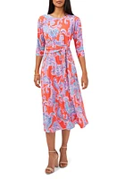 Chaus Tie Front Midi Dress Orange at Nordstrom,