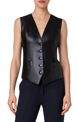 Akris Bello Leather Vest Black at Nordstrom,