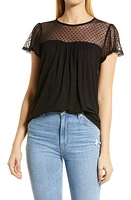 Loveappella Mesh Dot Shirt Black at Nordstrom,