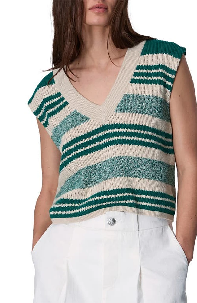 rag & bone Cyrus Stripe Sweater Vest Sport Green at Nordstrom,