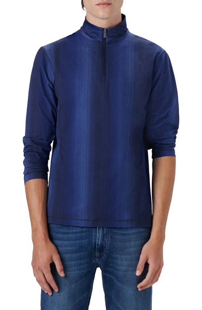 Bugatchi OoohCotton Quarter Zip Pullover Midnight at Nordstrom,