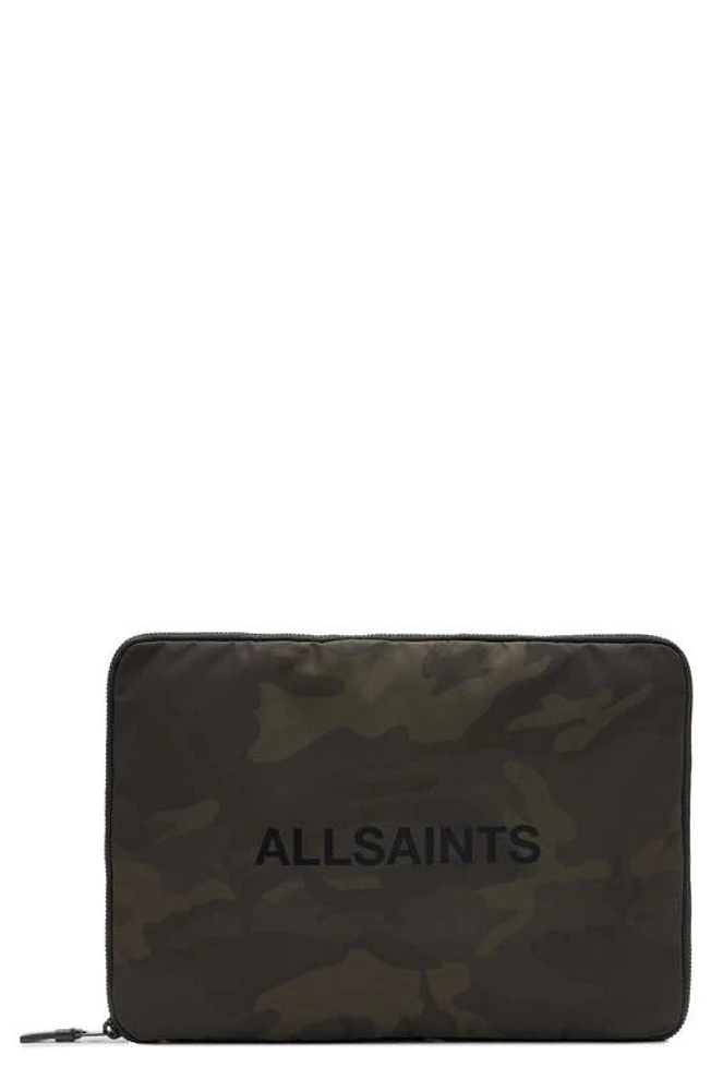 AllSaints Recycled Polyester Laptop Case in Camo Green at Nordstrom