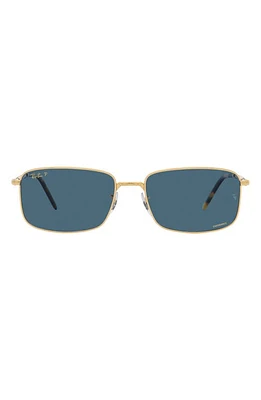 Ray-Ban 60mm Polarized Rectangular Sunglasses in Polar Blue at Nordstrom