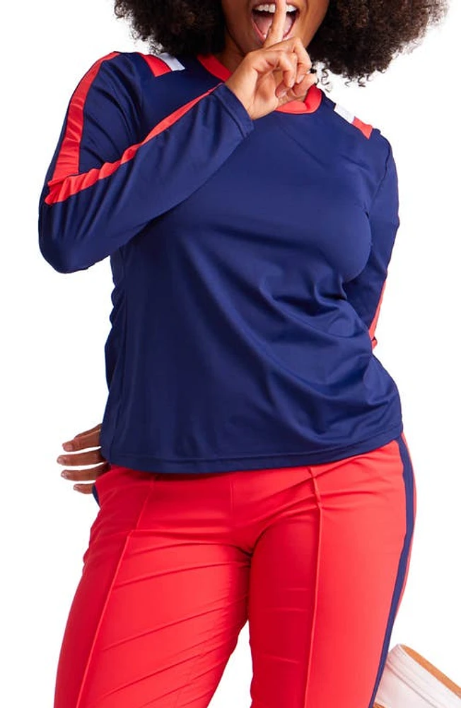 KINONA Morning Dew Long Sleeve Golf T-Shirt Navy Blue at Nordstrom,