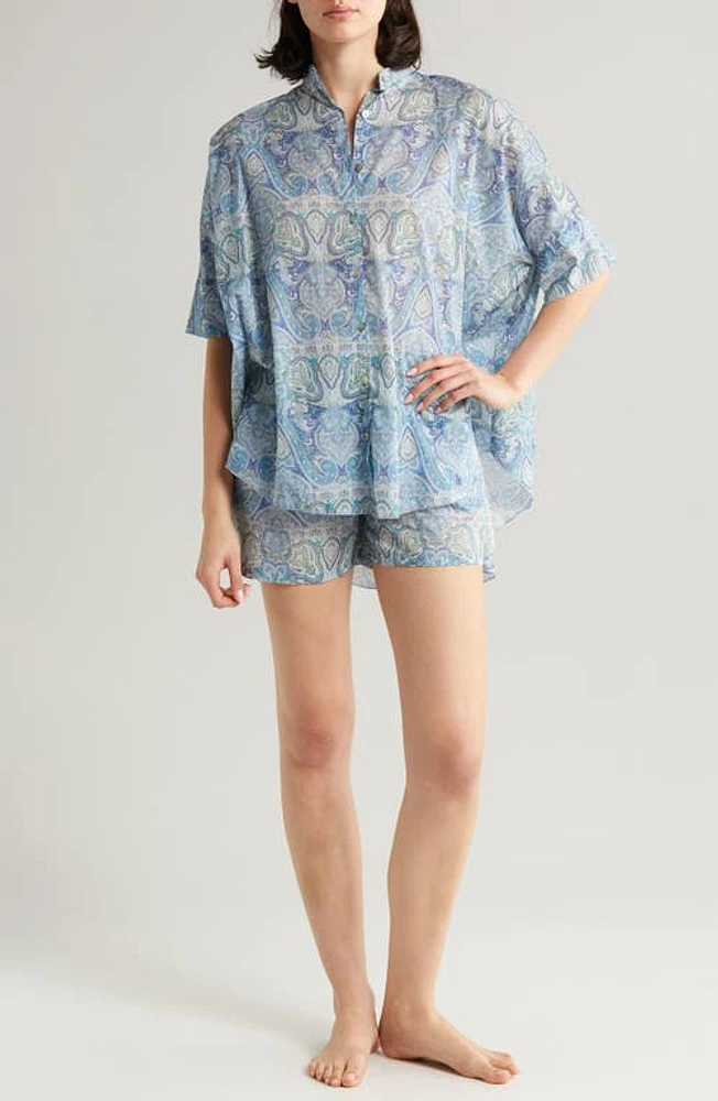 Papinelle Nahla Flowy Cotton Short Pajamas Crystal Blue at Nordstrom,