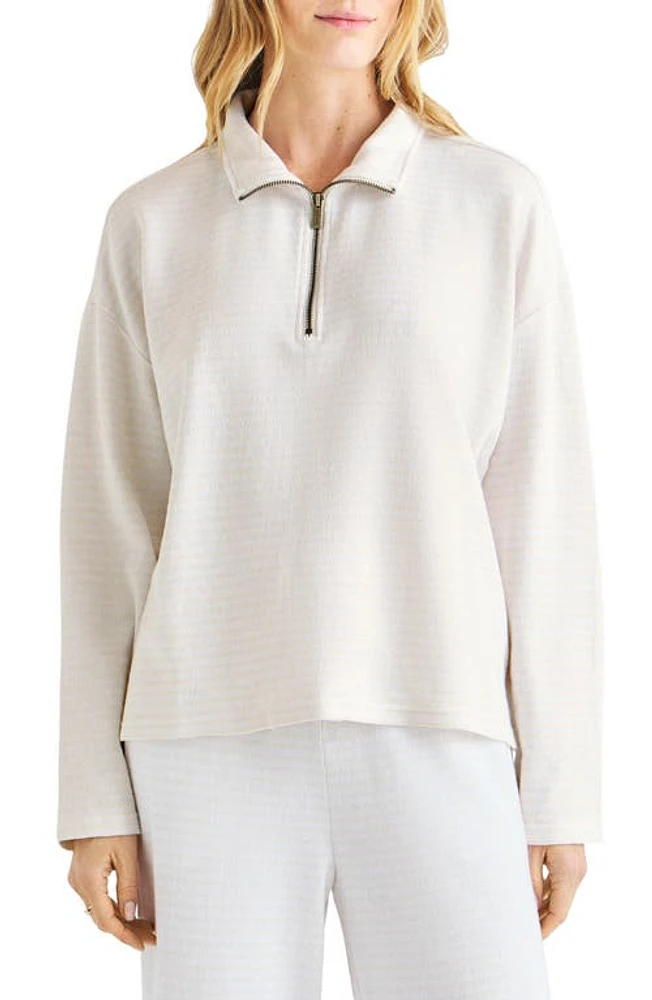 Splendid Bisous Quarter-Zip Cotton Blend Sweatshirt White Sand/White at Nordstrom,