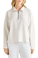 Splendid Bisous Quarter-Zip Cotton Blend Sweatshirt White Sand/White at Nordstrom,