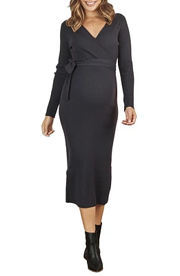 Angel Maternity Lucille Knit Midi Maternity/Nursing Dress Navy at Nordstrom,