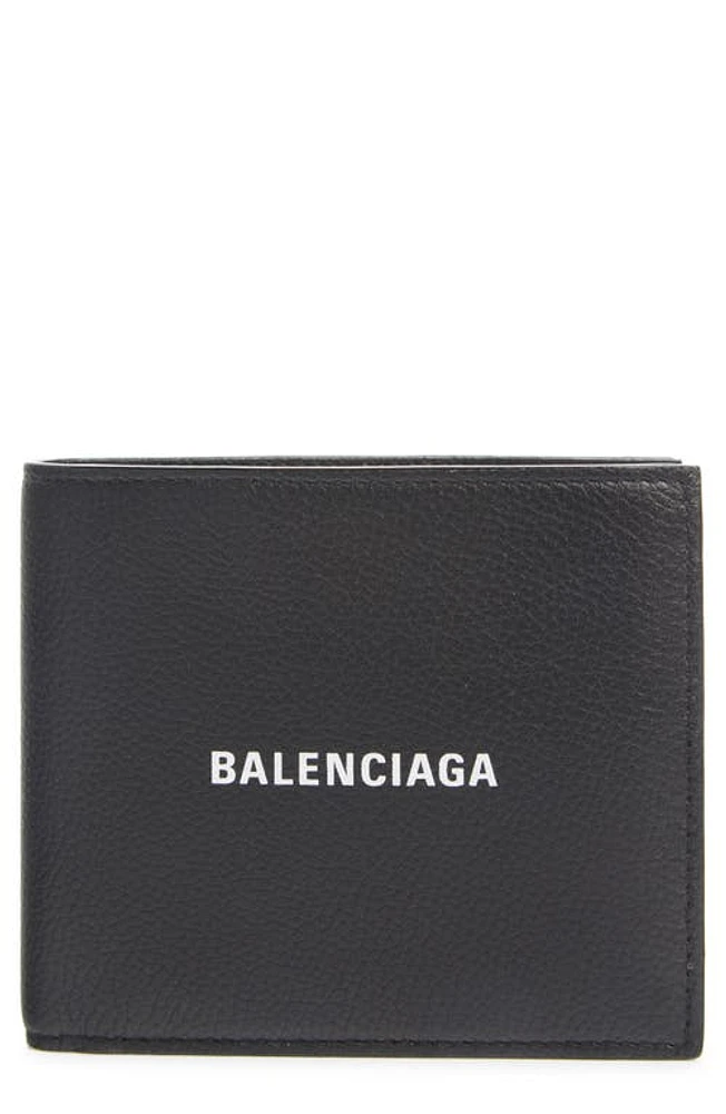 Balenciaga Cash Logo Leather Wallet in Black at Nordstrom