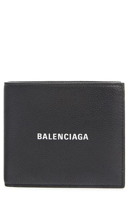 Balenciaga Cash Logo Leather Wallet in Black at Nordstrom