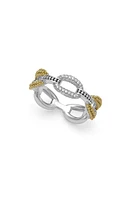 LAGOS Caviar Luxe Diamond Pavé Link Ring in Gold at Nordstrom