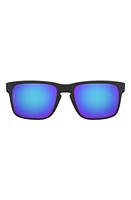 Oakley 56mm Mirrored Prizm Polarized Keyhole Sunglasses in Rubber Black at Nordstrom