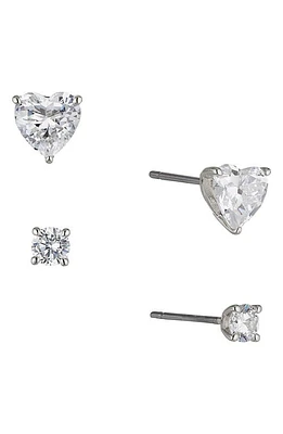 Nadri Cubic Zirconia Heart Stud Earrings in Rhodium at Nordstrom