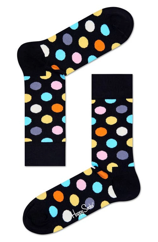 Happy Socks Big Dot Socks in Black/Silver at Nordstrom