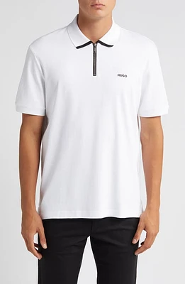 HUGO Dalomino Zip Polo White at Nordstrom,