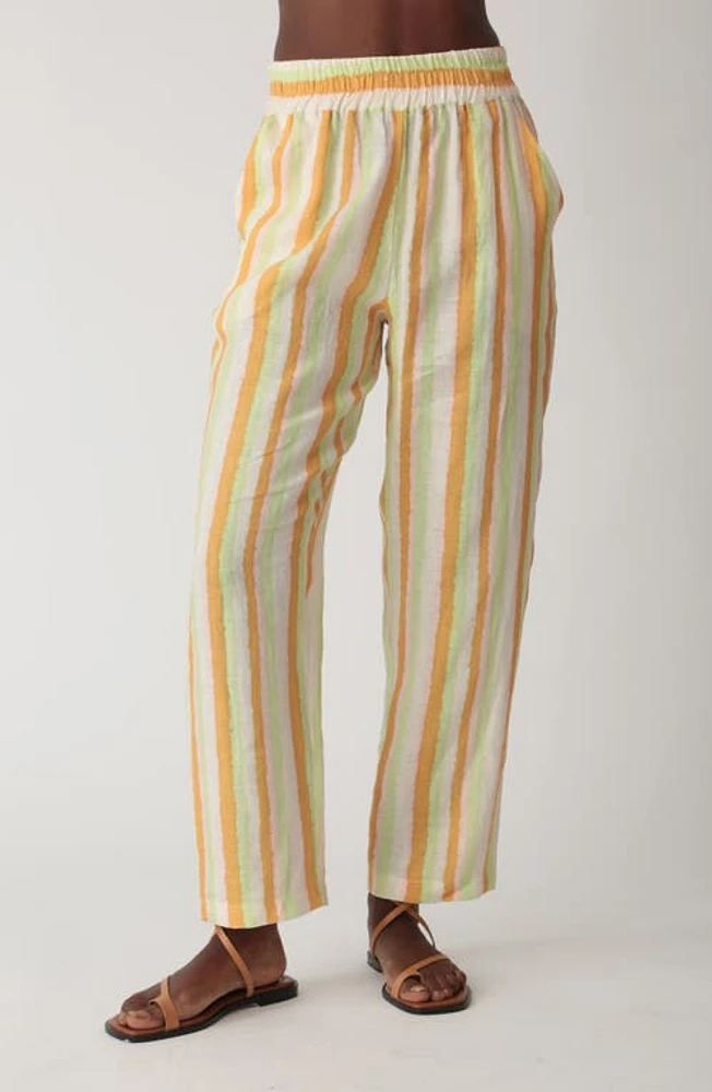 Electric & Rose Weekend Stripe Linen Pants Tangerine/Lime at Nordstrom,