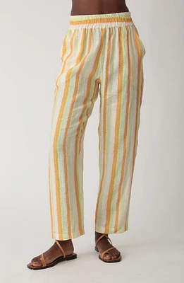 Electric & Rose Weekend Stripe Linen Pants Tangerine/Lime at Nordstrom,