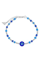 Sterling Forever Sibyl Evil Eye Beaded Bracelet in Silver at Nordstrom