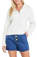 English Factory Quarter Zip Cable Knit Cotton Sweater at Nordstrom,