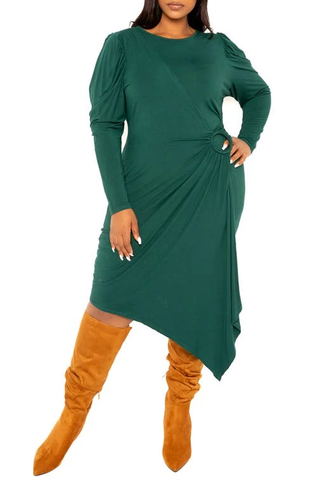 BUXOM COUTURE Asymmetric Long Sleeve Dress at Nordstrom, X