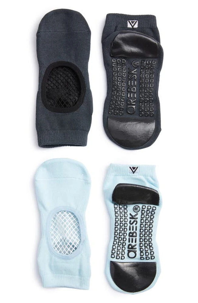 Arebesk Phish Net Assorted 2-Pack No-Slip Socks in Charcoal /Light Blue at Nordstrom, Size Small