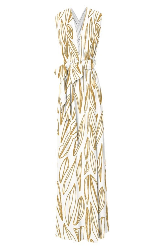 DIARRABLU Mailys Fiore Print Jacquard Convertible Dress in Gold at Nordstrom, Size 3X-Large