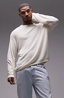 Topman Crewneck Cotton Blend Sweater Stone at Nordstrom,