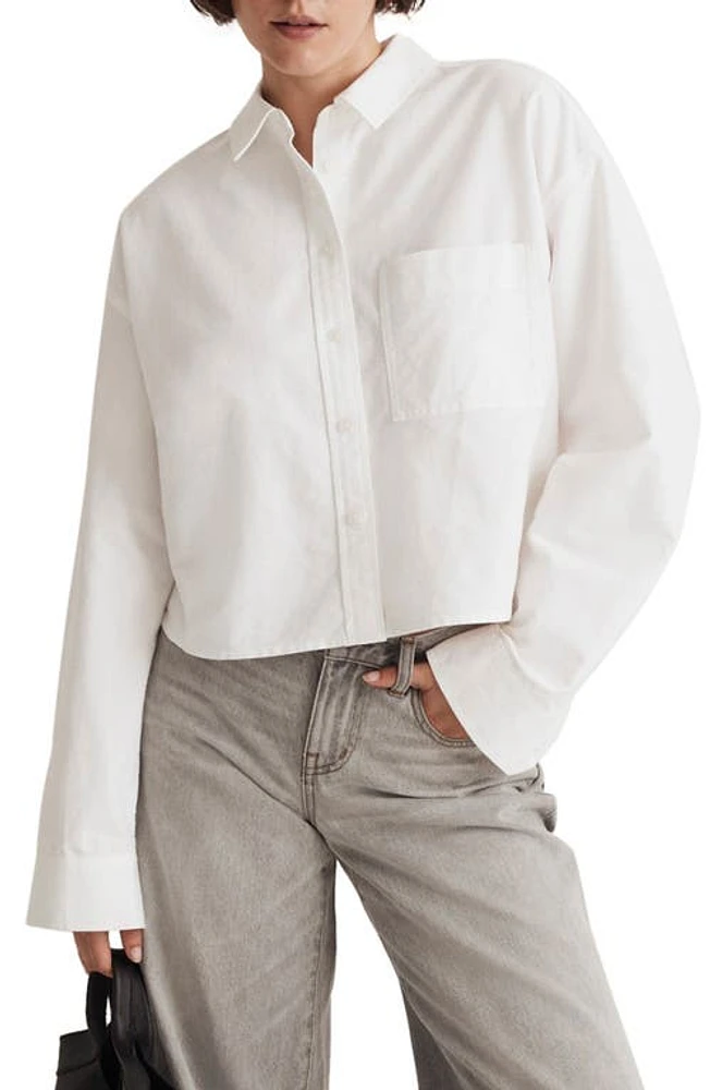 Madewell The Signature Oxford Crop Shirt in Eyelet White at Nordstrom, Size Xx-Large