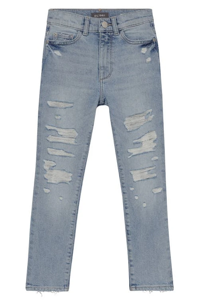 DL1961 Kids' Emie Ripped Straight Leg Jeans Ice Distressed (Performance) at Nordstrom,