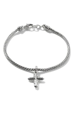 John Hardy Classic Chain Cross Charm Bracelet in Silver at Nordstrom, Size Small