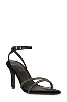 Black SUEDE STUDIO Ace Ankle Strap Pointed Toe Sandal Velvet at Nordstrom,