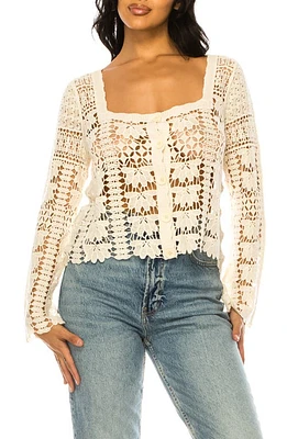 A COLLECTIVE STORY Lace Cardigan Natural at Nordstrom,