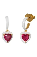 Kate Spade New York sweetheart cubic zirconia drop huggie hoop earrings in Red Multi at Nordstrom