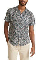 Marine Layer Floral Short Sleeve Lyocell & Linen Button-Up Shirt in Mini Floral Print at Nordstrom, Size Small